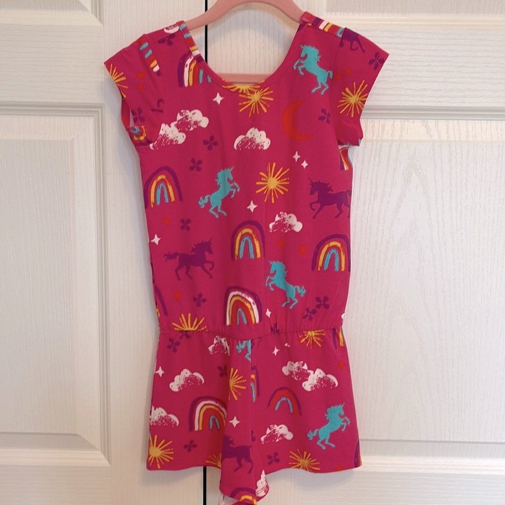NWT Hatley Girls Unicorn Rainbow Pink Romper